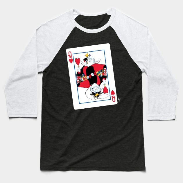 Queen of Hearts Baseball T-Shirt by elblackbat